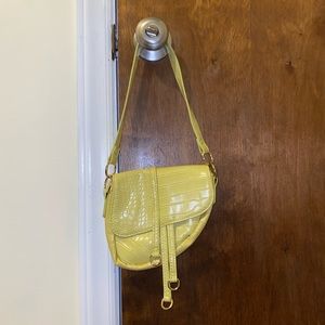 NEON YELLOW-GREEN CROC MINI BAG
